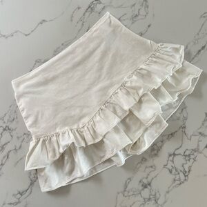 IVIVI Linen Ruffle Mini Skort - White - Size Large